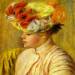 Young Woman Wearing a Hat with Flowers. (Jeune femme au chapeau de fleurs)